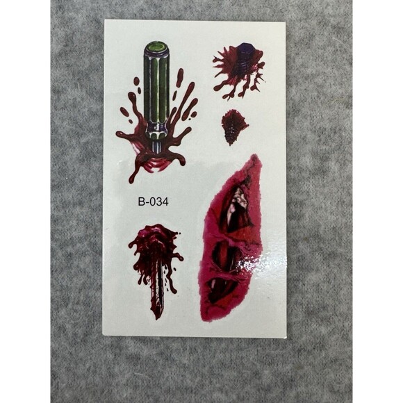 10 Sheet Halloween Temporary Tattoo Stickers Fake Blood Wound Scar Costume Props - Picture 8 of 12